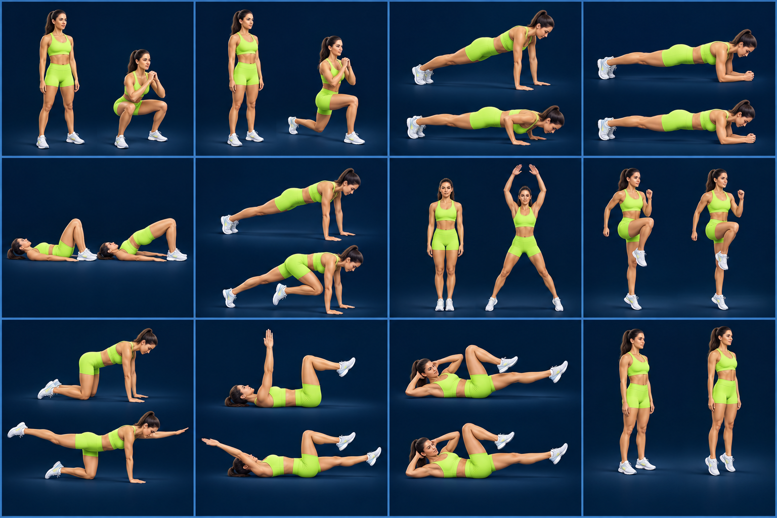 Bodyweight squat, two movement reference positions